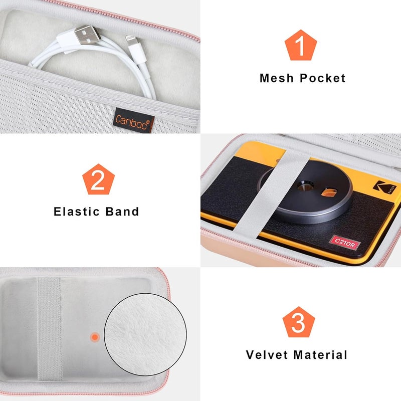 Canboc Carrying Case for KODAK Mini 2 Retro 4PASS Portable Photo Printer/KODAK Mini Shot 2 Retro 4PASS 2-in-1 Instant Digital Camera, Mesh Bag fits Photo Paper and Cable, Rose Gold - Image 5